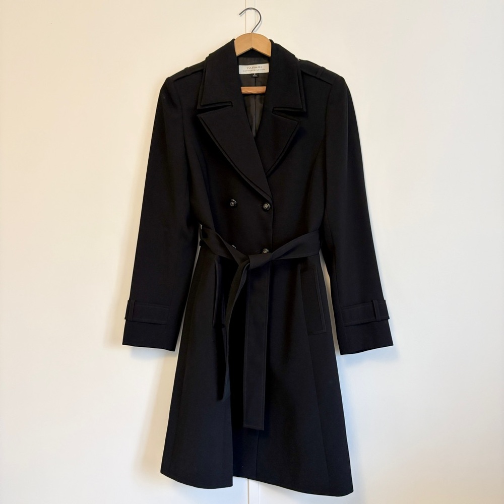 Tahari Black Double-Breasted Trench Coat 6